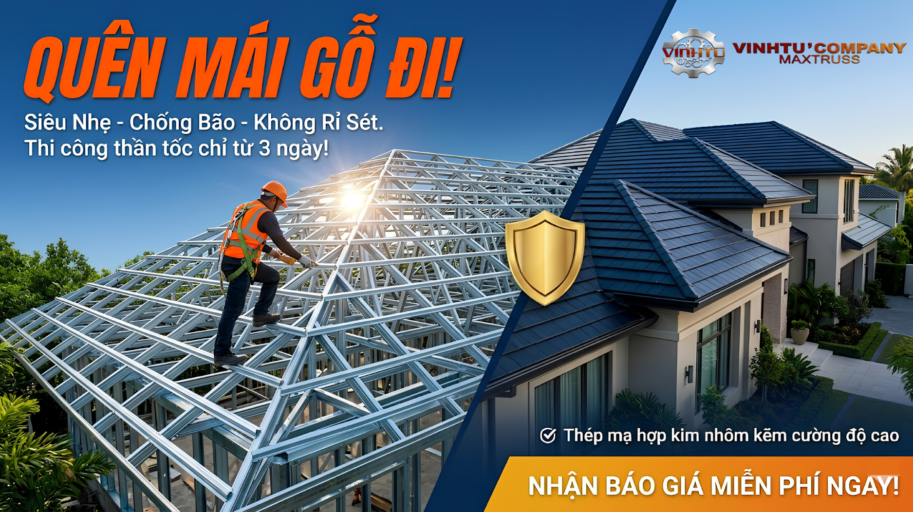 Thi Công Khung Kèo Mái Ngói Thép Nhẹ Trọn Gói 2026